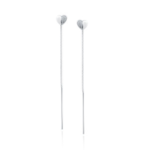Cercei argint lungi cu lant si inima cu pietre DiAmanti Z1807EPR_W-DIA (Argint 925‰ 1,2 g.)